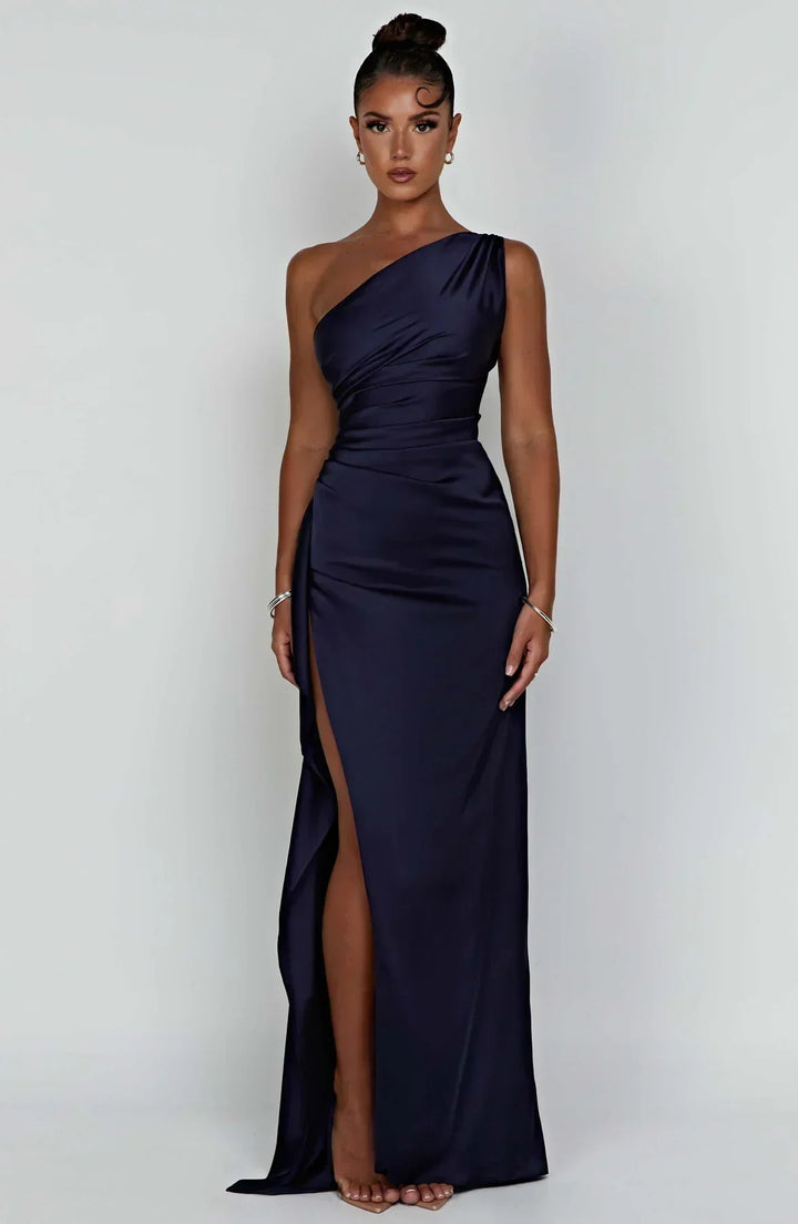 Women’s Satin Style One-Shoulder Evening Dress