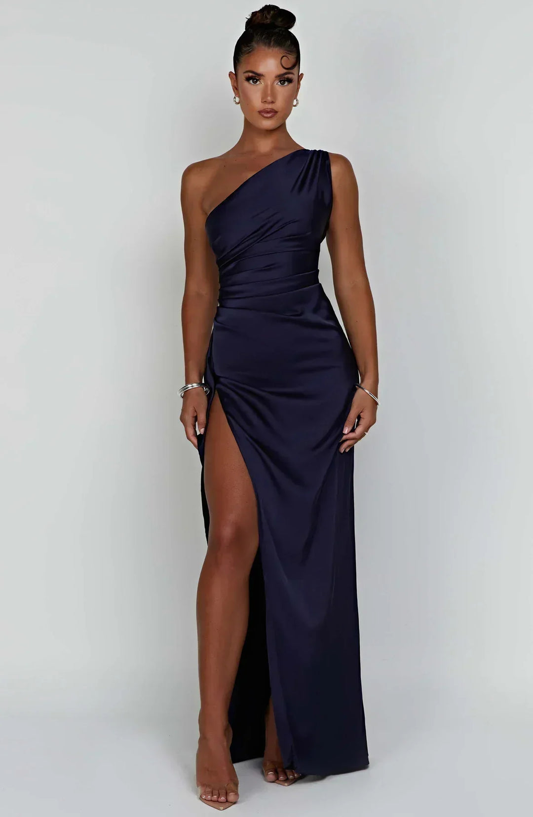 Women’s Satin Style One-Shoulder Evening Dress