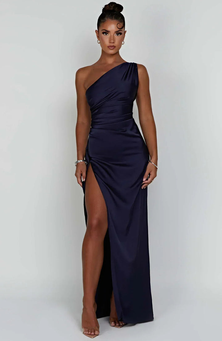 Women’s Satin Style One-Shoulder Evening Dress