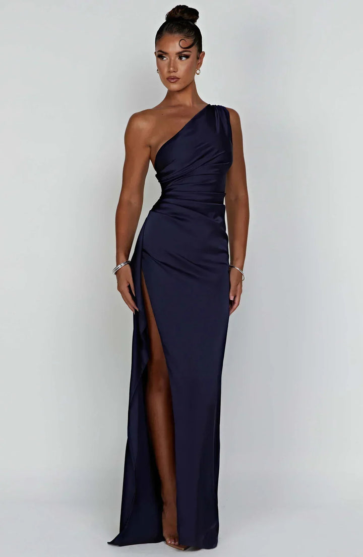 Women’s Satin Style One-Shoulder Evening Dress