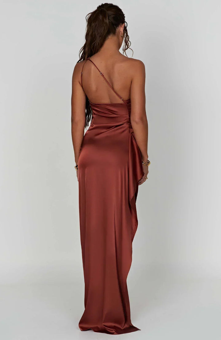Women’s Satin Style One-Shoulder Evening Dress
