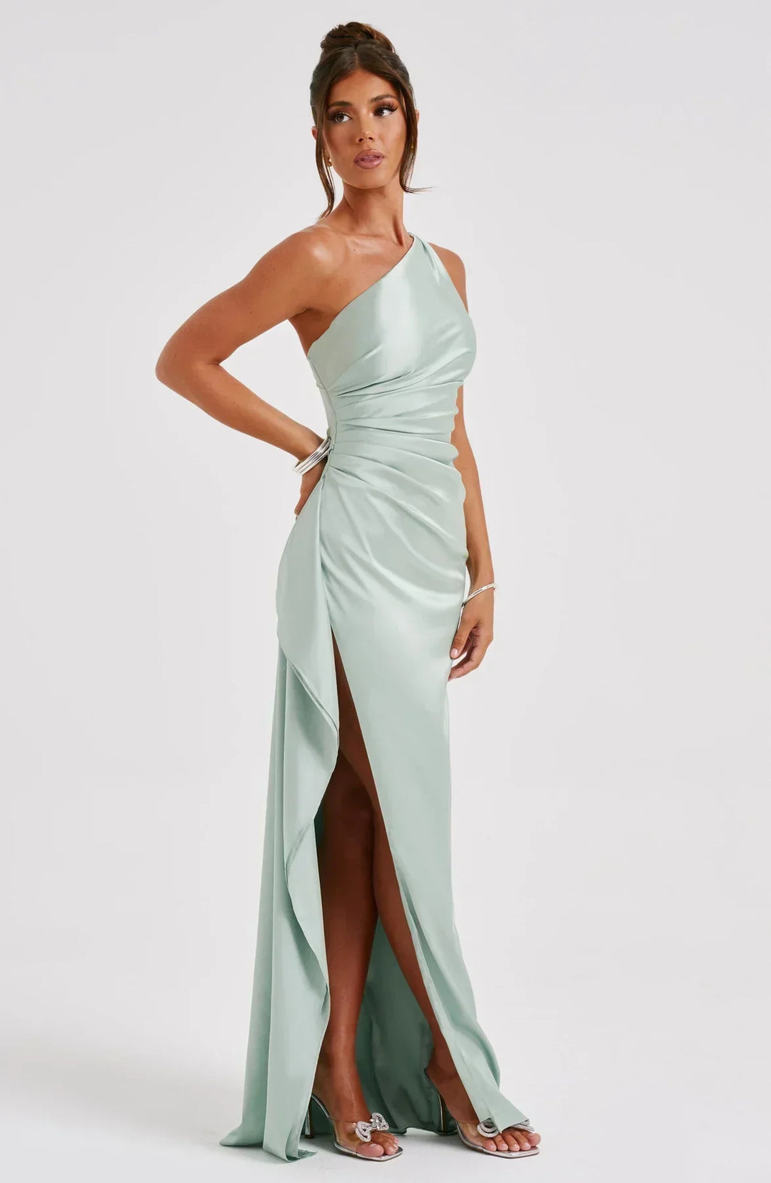 Women’s Satin Style One-Shoulder Evening Dress