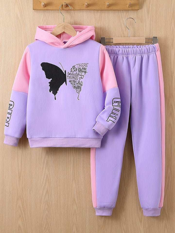 Girls 2-Piece Fleece Set | Butterfly Print Hoodie & Pants