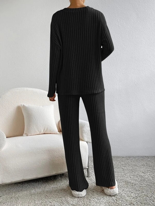 Women's Knitted Trousers and Jumper Set