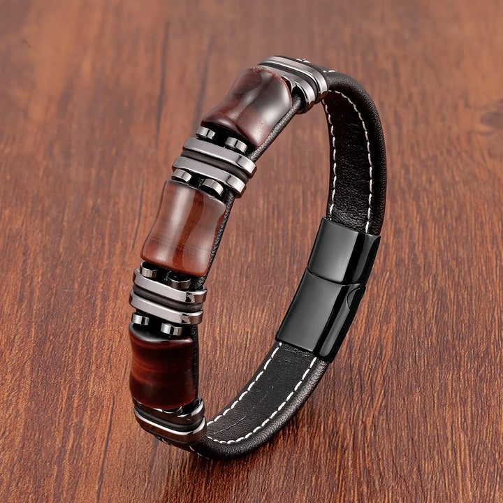 Aria | Natural Tiger’s Eye Stone Leather Bracelet