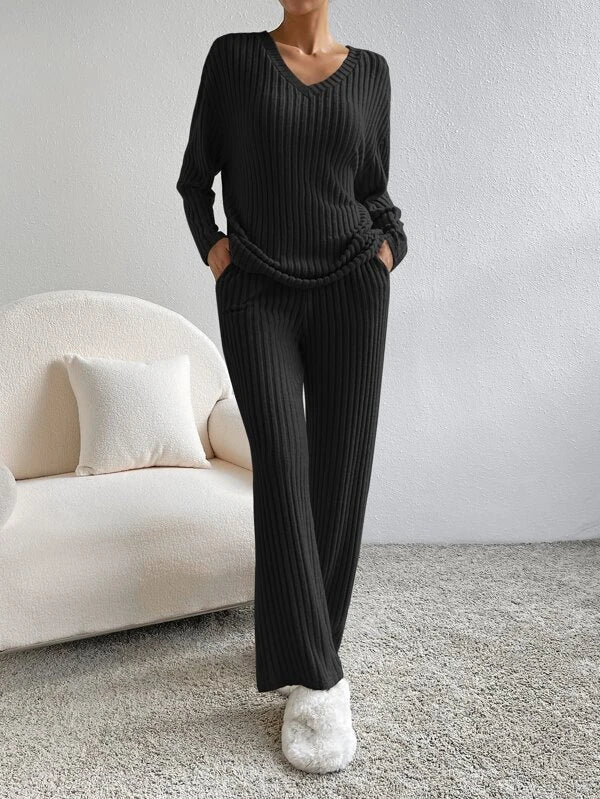 Women's Knitted Trousers and Jumper Set