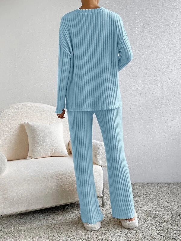 Women's Knitted Trousers and Jumper Set