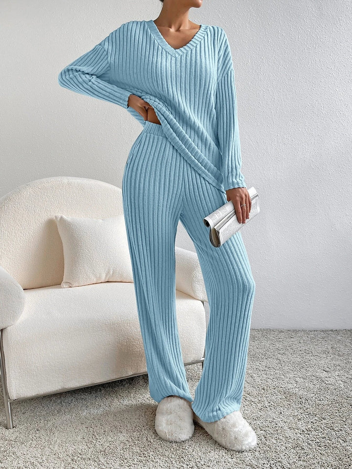 Women's Knitted Trousers and Jumper Set