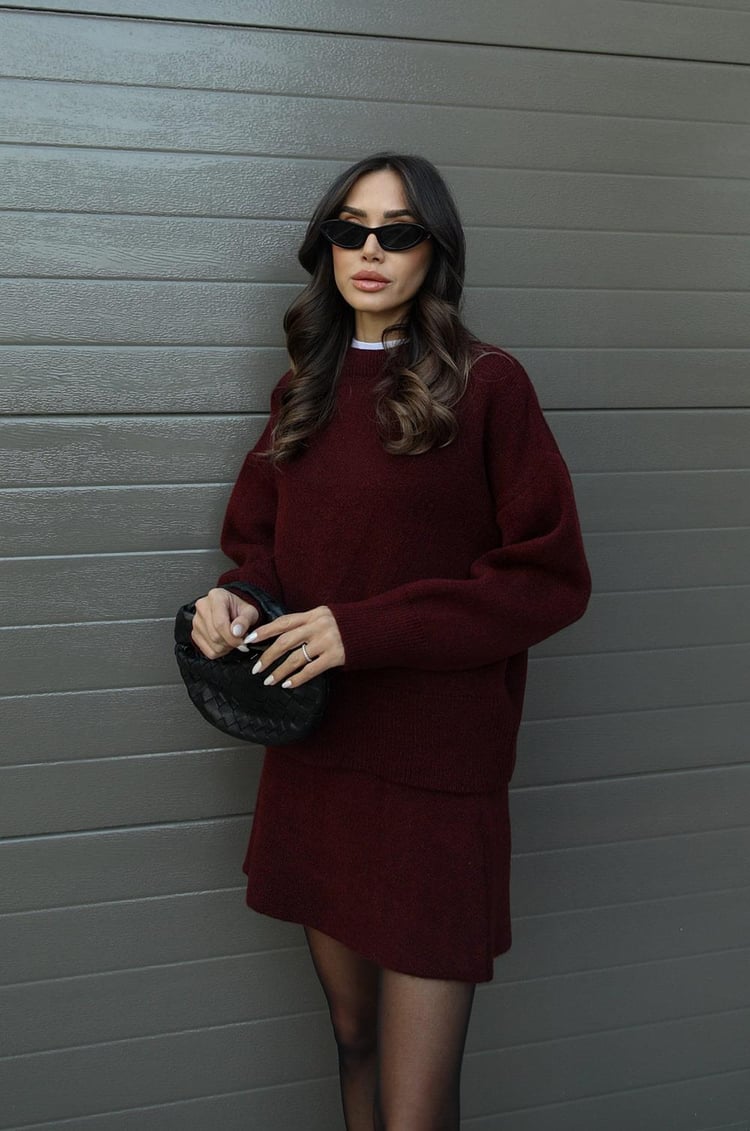 Cozy Knit Two-Piece Set | Oversized Sweater & Knit Skirt for Women