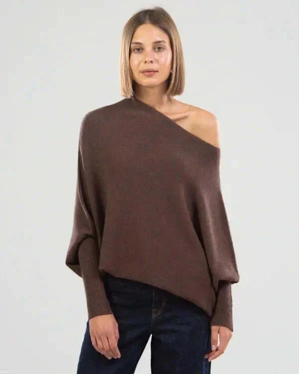 Women’s Asymmetric Draped Knitted Sweater | Soft & Warm