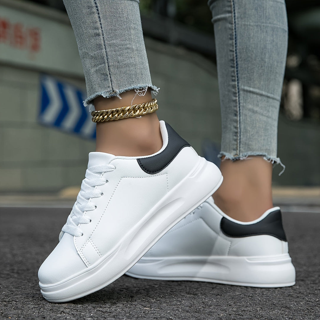 Women's Orthopedic White Leather Sneakers | Comfortable Footwear