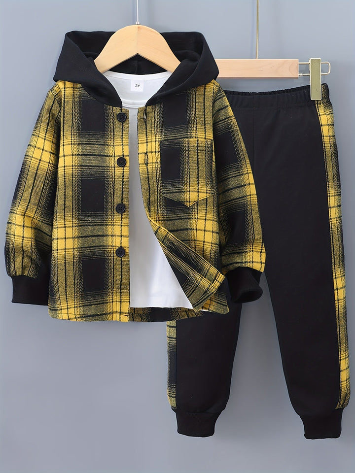 Boys 2-Piece Lounge Set | Checkered Hoodie & Sweatpants