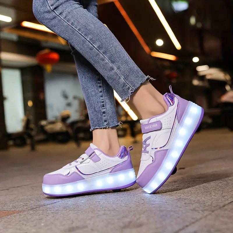 Wheel Skate Roller Shoes | Popular Sneakers with Wheels & LED Lights for Kids