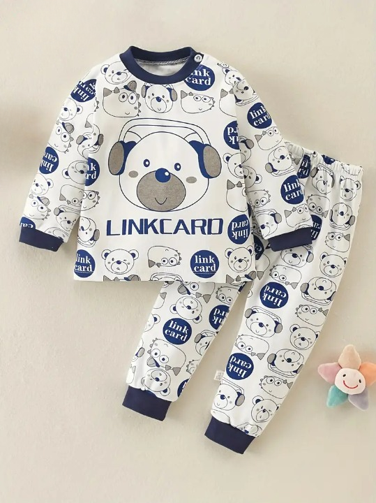 Toddler 2-Piece Set | Cartoon Letter Print Sweater & Pants