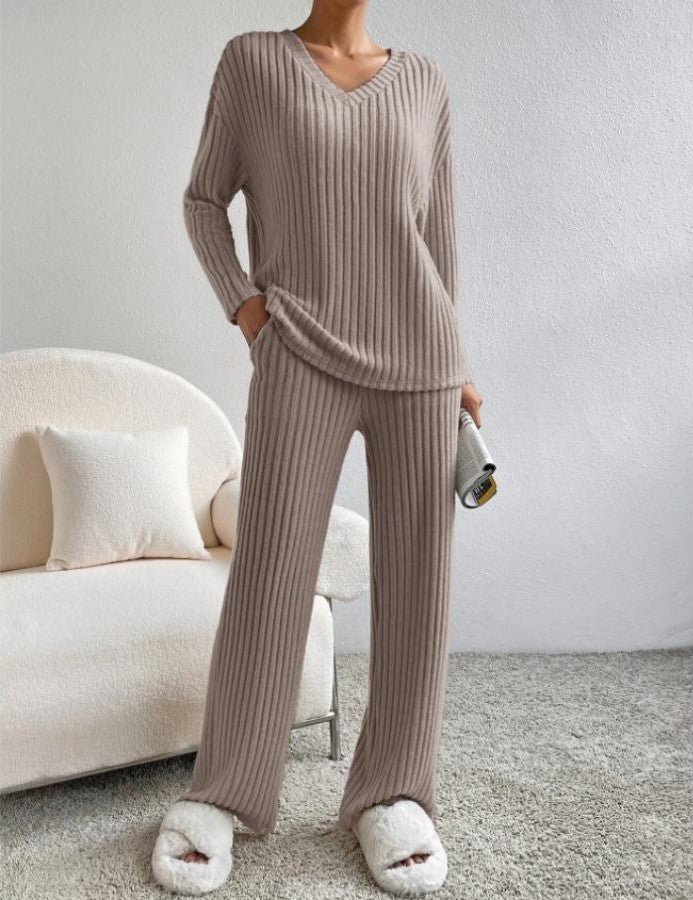 Women's Knitted Trousers and Jumper Set