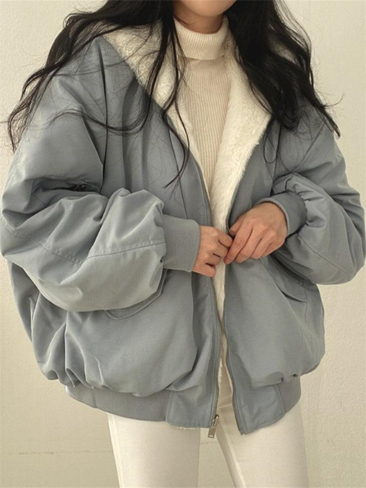 Women’s Reversible Winter Coat with Faux-Fur Hood