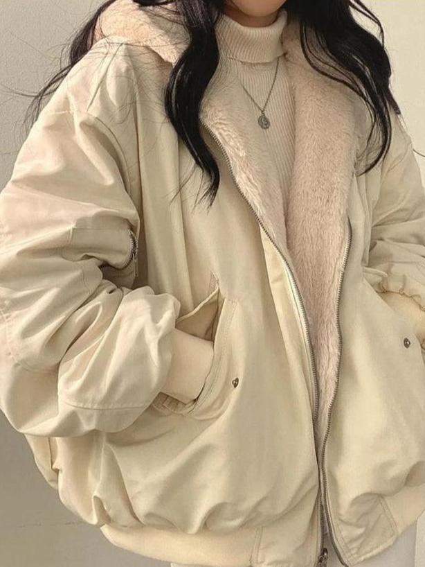 Women’s Reversible Winter Coat with Faux-Fur Hood