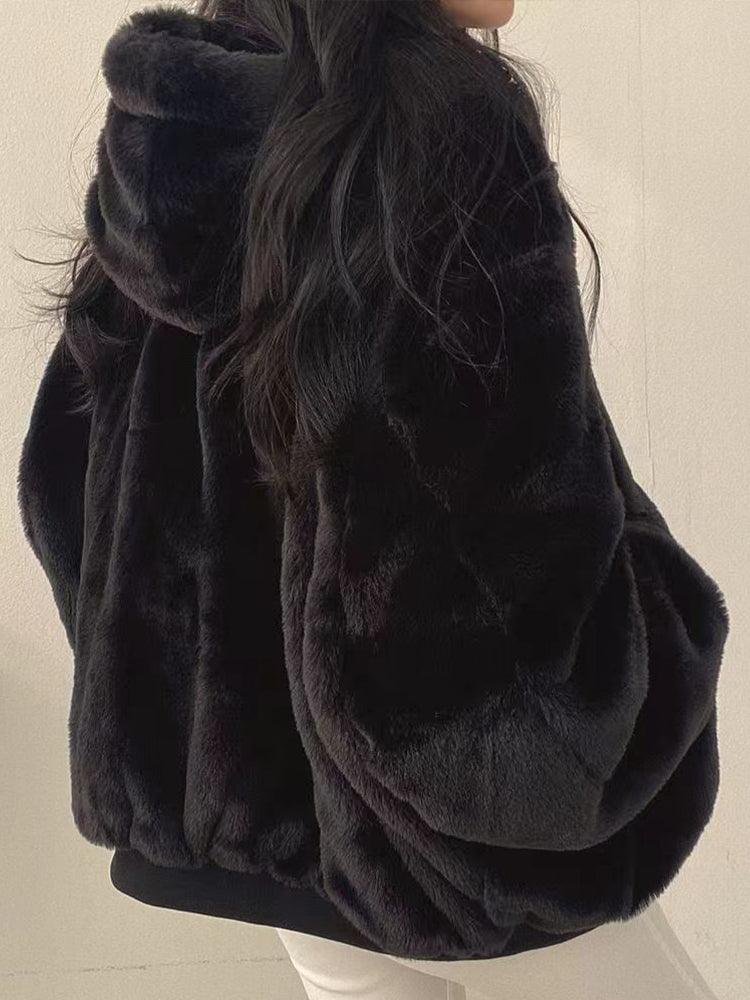 Women’s Reversible Winter Coat with Faux-Fur Hood