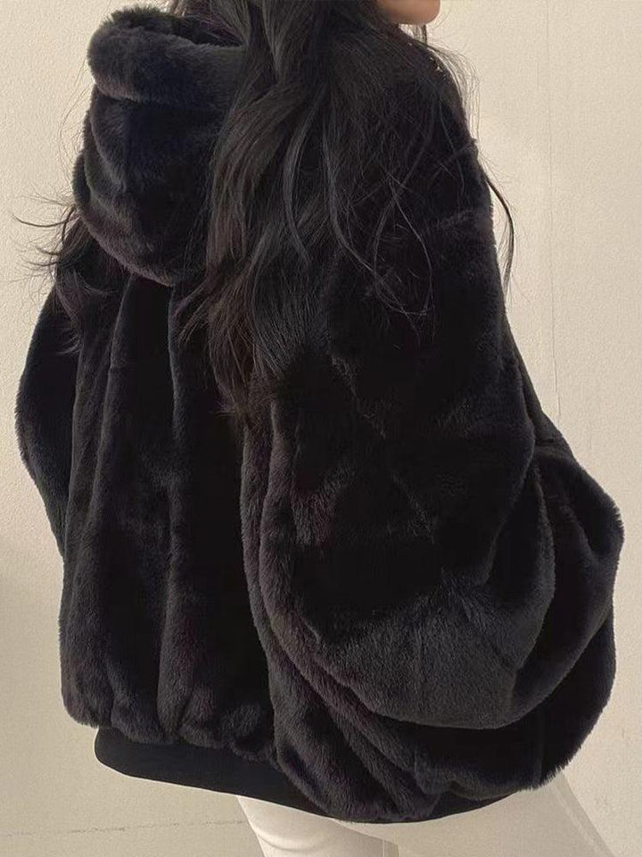 Women’s Reversible Winter Coat with Faux-Fur Hood