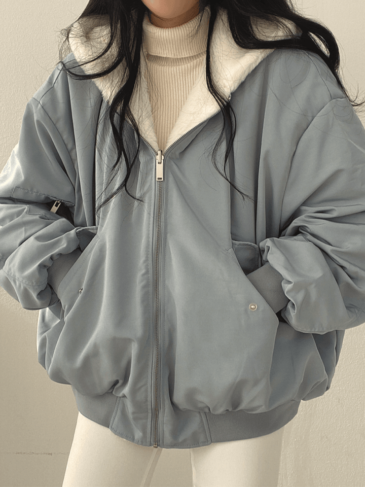Women’s Reversible Winter Coat with Faux-Fur Hood