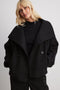 Women’s Short Oversized Double-Breasted Wool Blend Coat