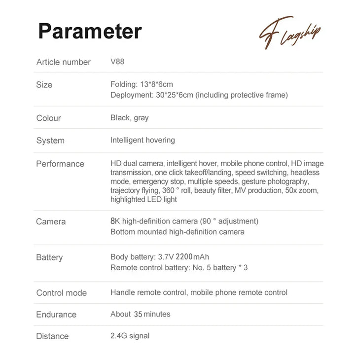 Leo | Mini V88 Drone 8K with GPS & HD Dual Camera – Professional Aerial Photography Drone