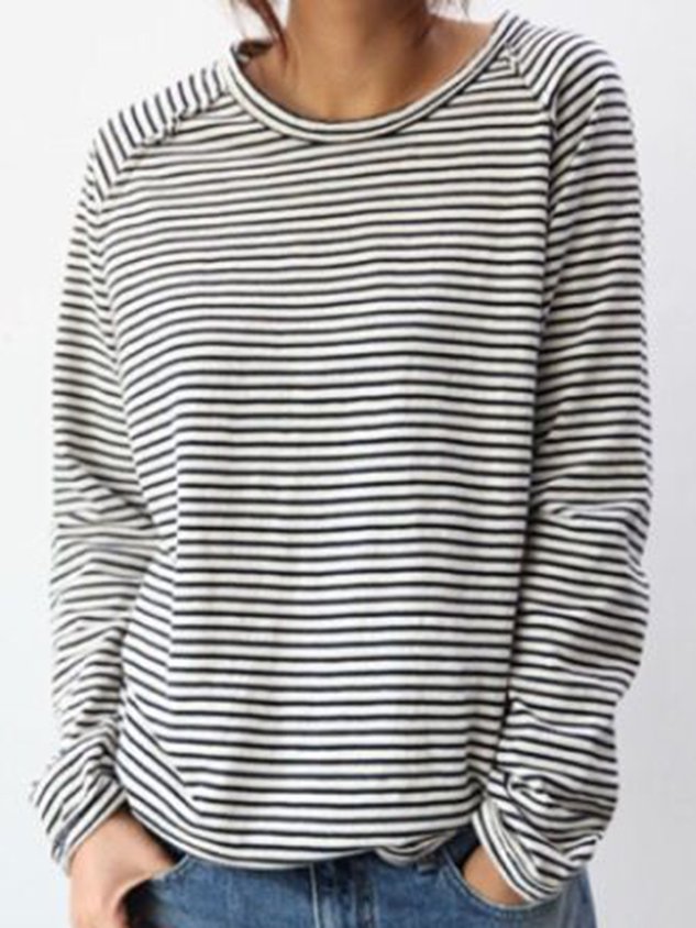 Women’s Striped Casual Long-Sleeve Top | Relaxed Fit
