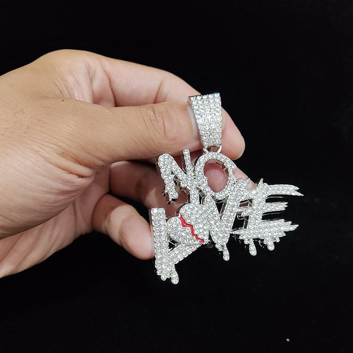 Hip Hop Cuban Chain Necklace with 'NO LOVE' Pendant
