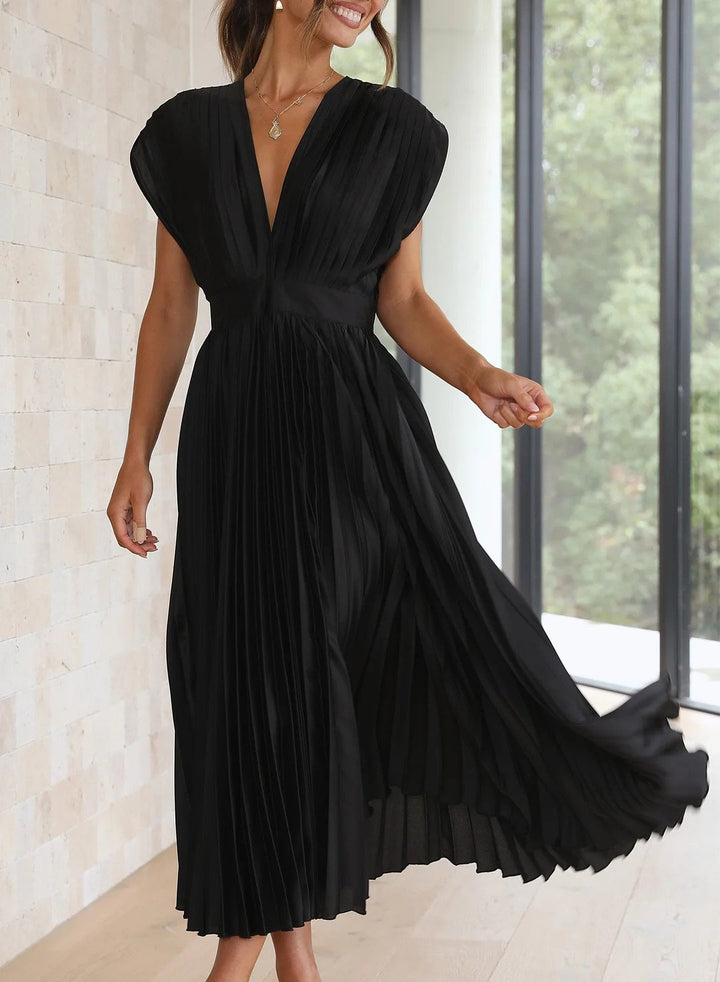 Vesper | Women's Solid Color Short Sleeve Maxi Dress