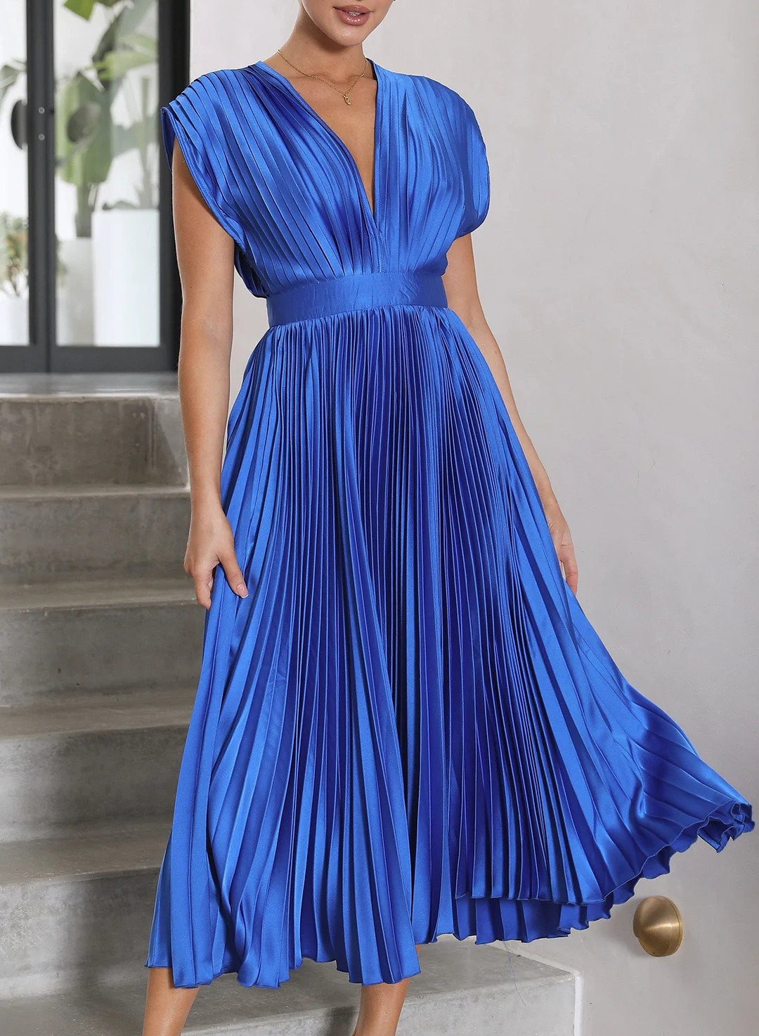 Vesper | Women's Solid Color Short Sleeve Maxi Dress