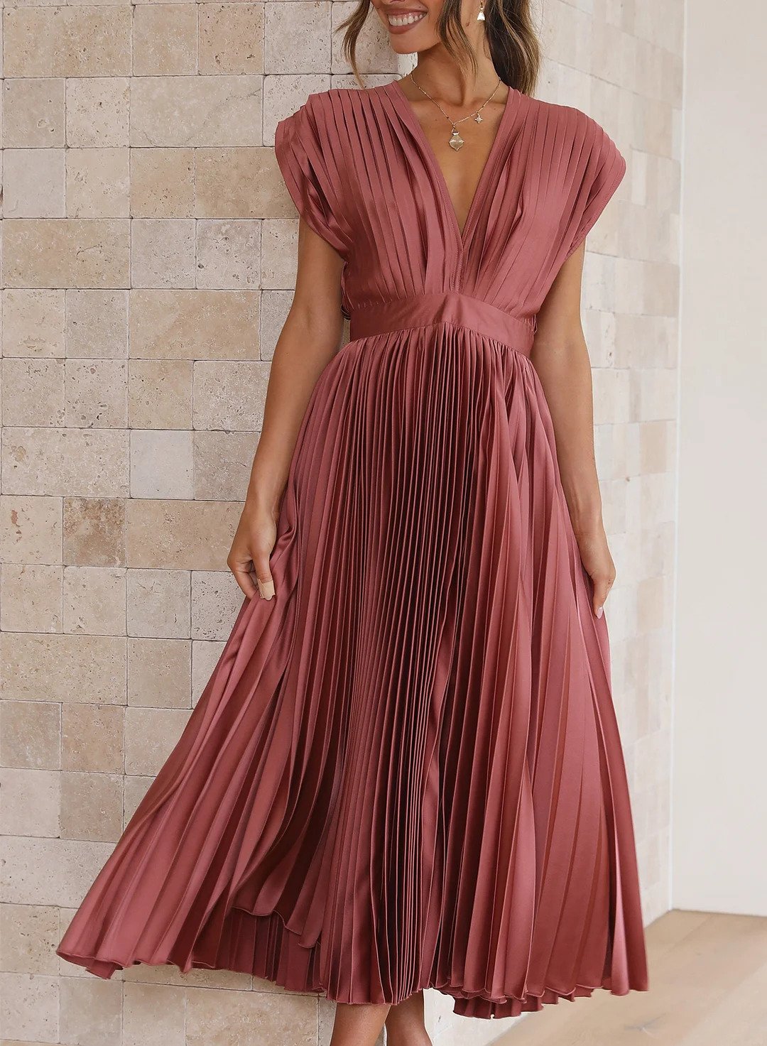 Vesper | Women's Solid Color Short Sleeve Maxi Dress