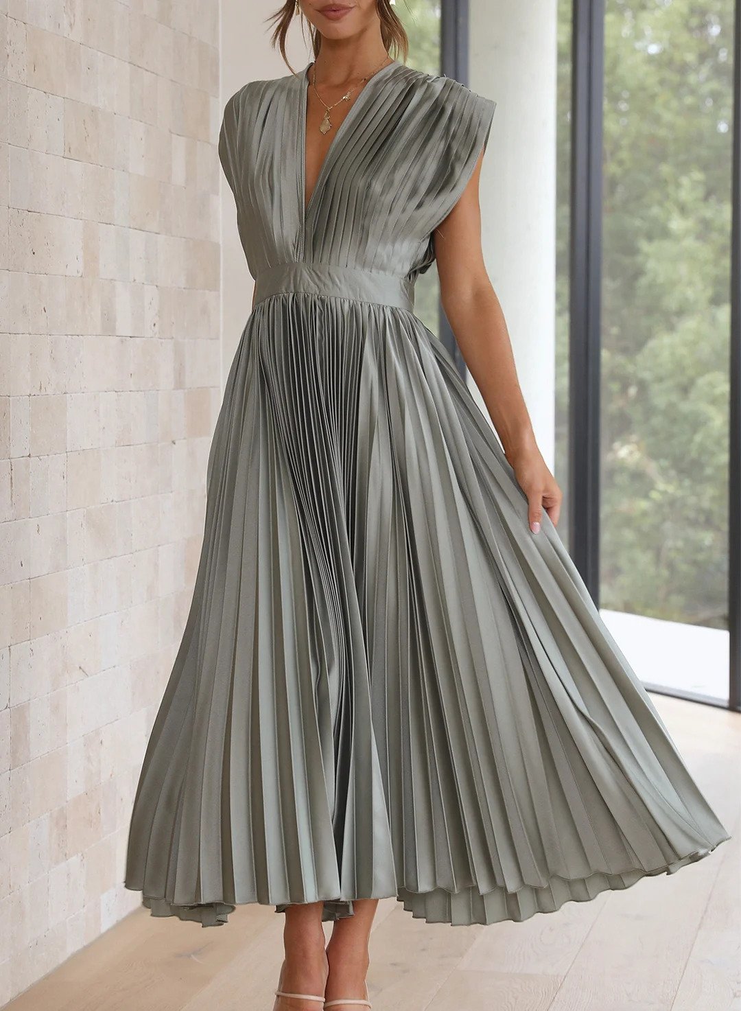 Vesper | Women's Solid Color Short Sleeve Maxi Dress
