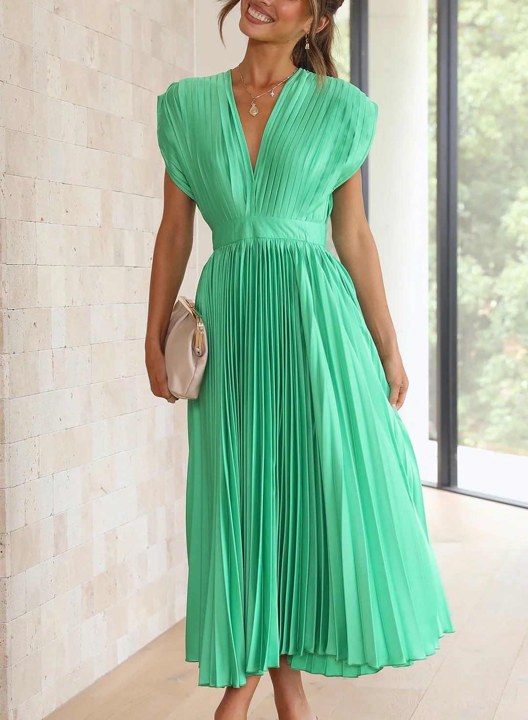 Vesper | Women's Solid Color Short Sleeve Maxi Dress