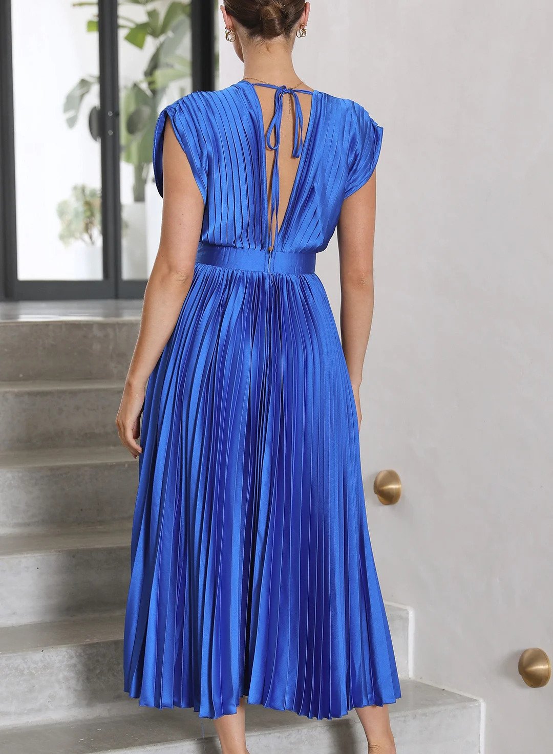 Vesper | Women's Solid Color Short Sleeve Maxi Dress