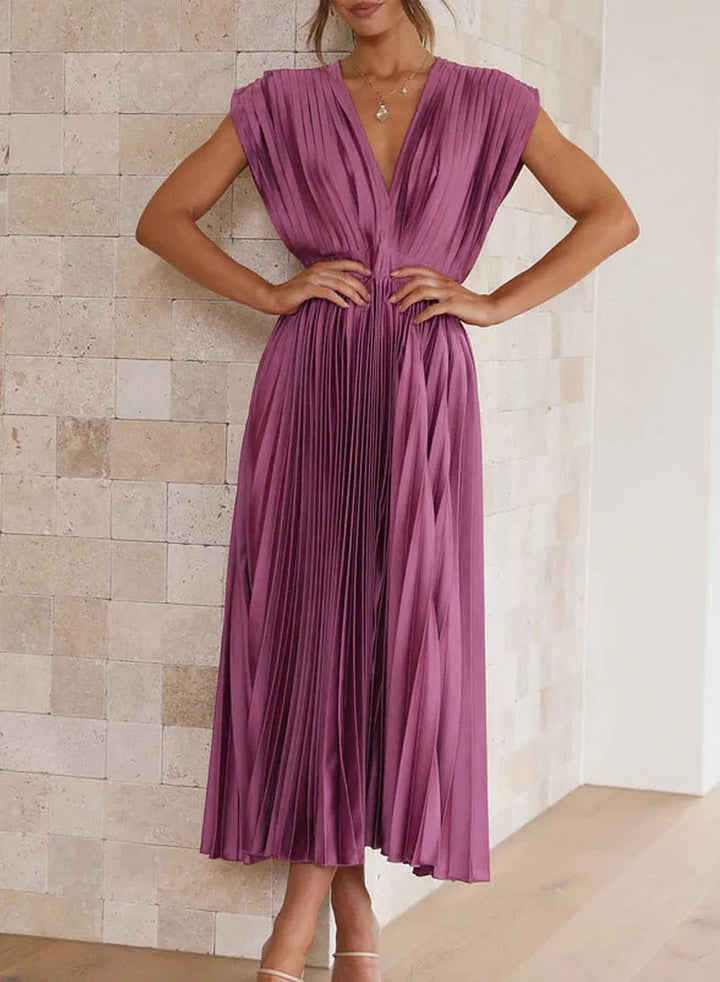 Vesper | Women's Solid Color Short Sleeve Maxi Dress