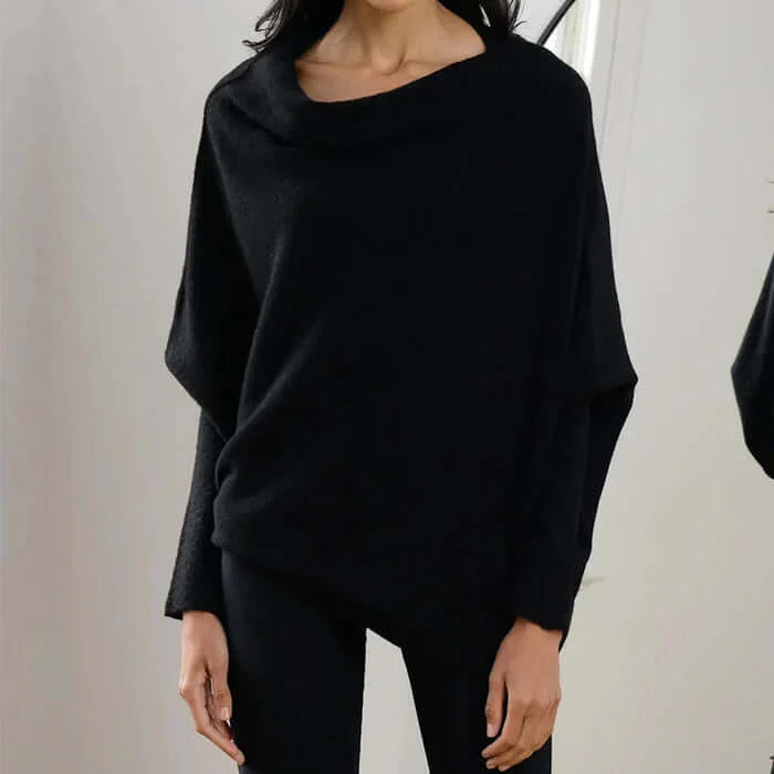 Women’s Asymmetric Draped Knitted Sweater | Soft & Warm