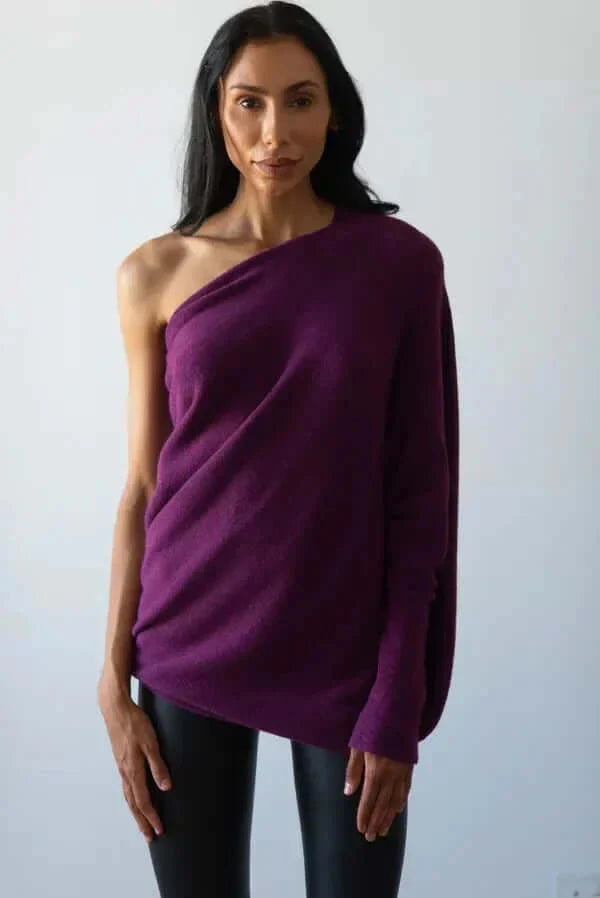 Women’s Asymmetric Draped Knitted Sweater | Soft & Warm
