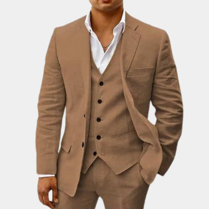 Men’s 3-Piece Linen Style Suit | Classic Style for Men
