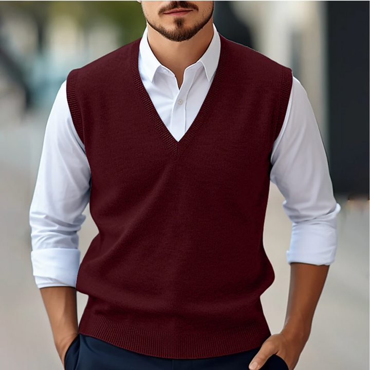 Men’s Sleeveless V-Neck Sweater | Casual Knit Vest
