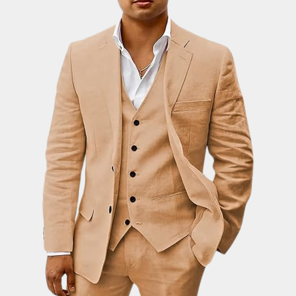 Men’s 3-Piece Linen Style Suit | Classic Style for Men