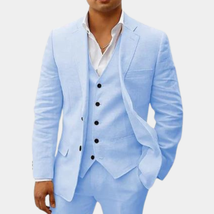 Men’s 3-Piece Linen Style Suit | Classic Style for Men