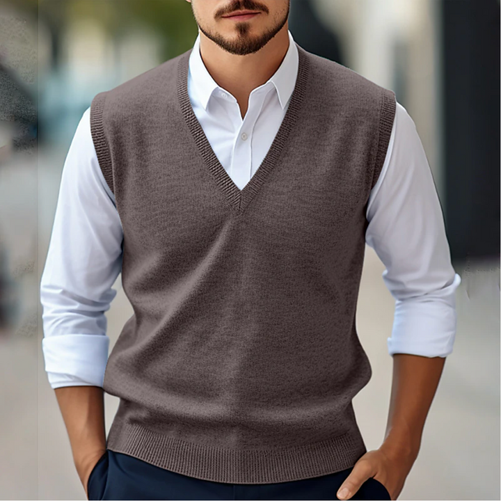 Men’s Sleeveless V-Neck Sweater | Casual Knit Vest