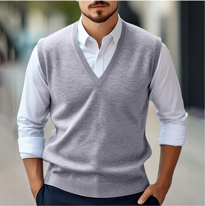 Men’s Sleeveless V-Neck Sweater | Casual Knit Vest