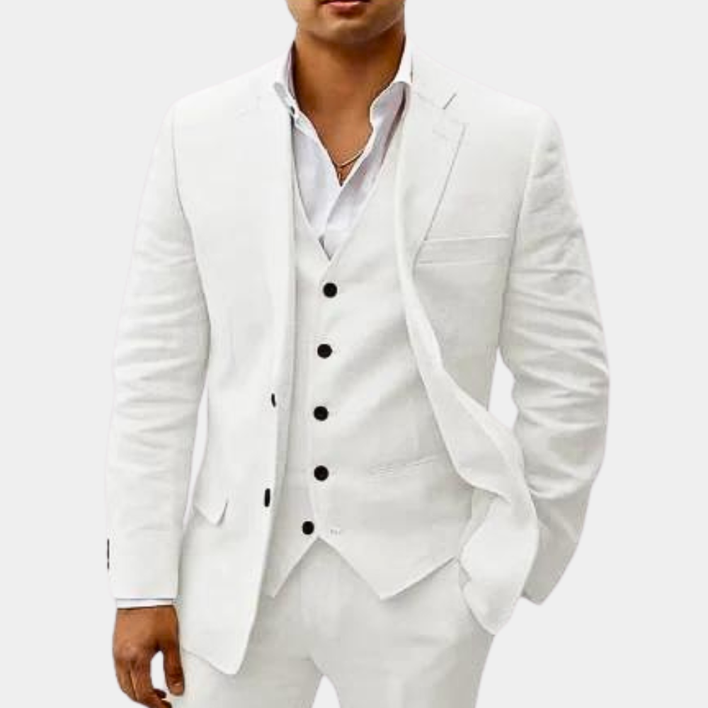 Men’s 3-Piece Linen Style Suit | Classic Style for Men
