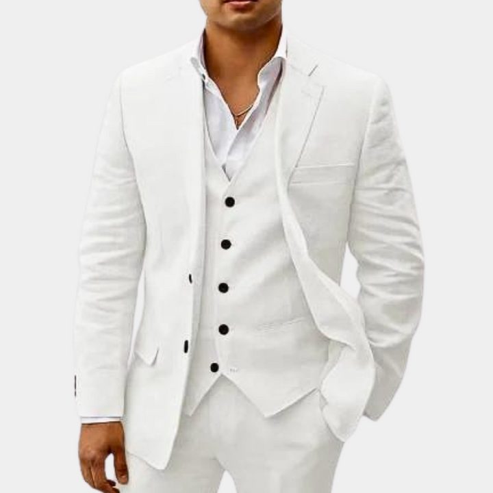 Men’s 3-Piece Linen Style Suit | Classic Style for Men