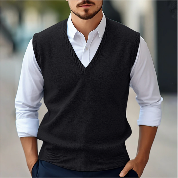 Men’s Sleeveless V-Neck Sweater | Casual Knit Vest