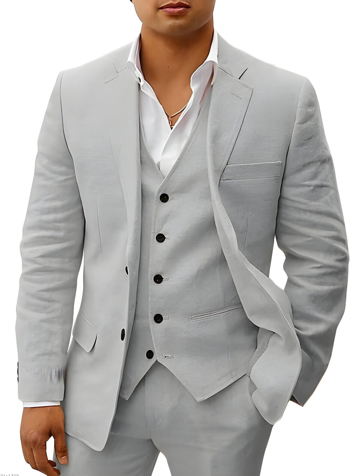 Men’s 3-Piece Linen Style Suit | Classic Style for Men