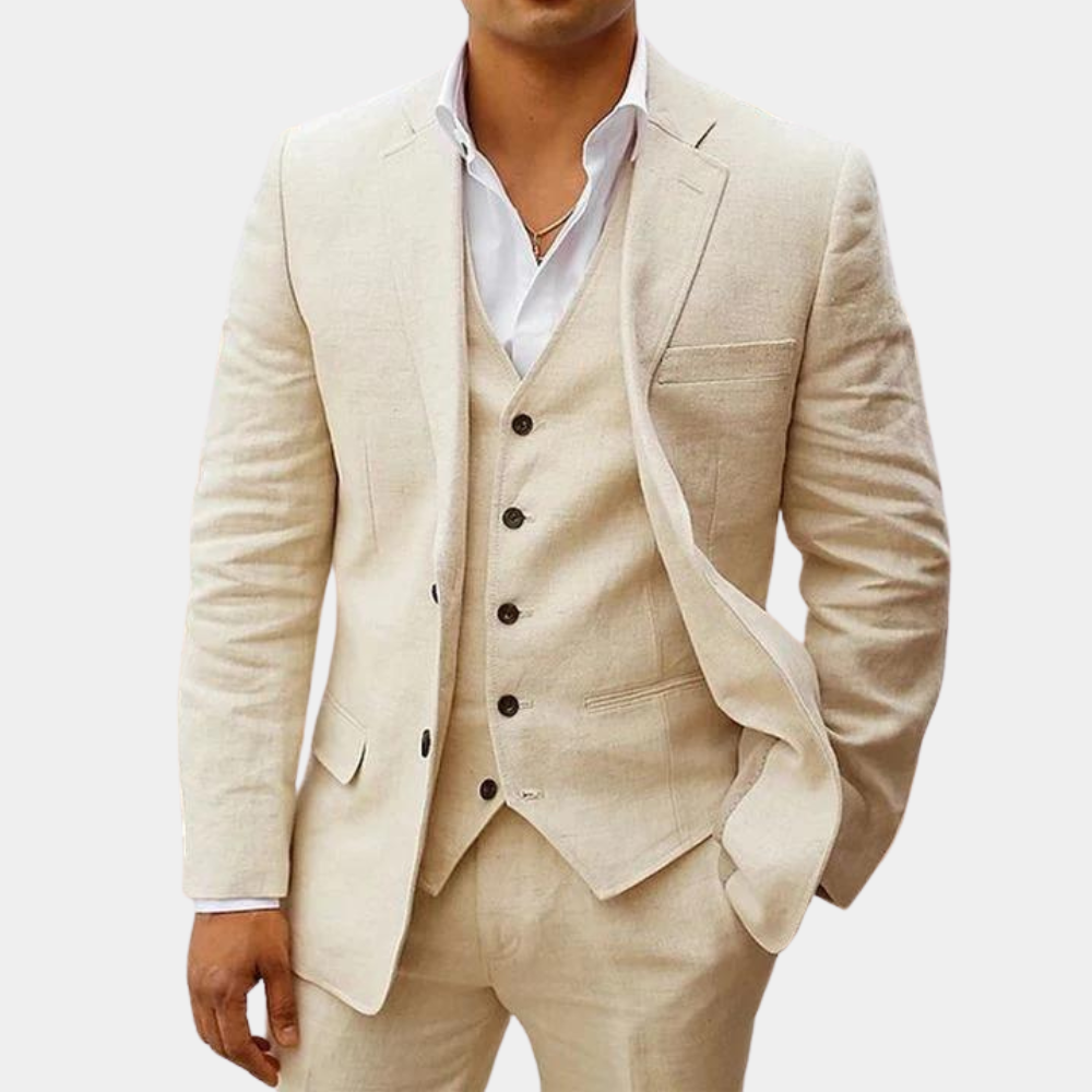 Men’s 3-Piece Linen Style Suit | Classic Style for Men