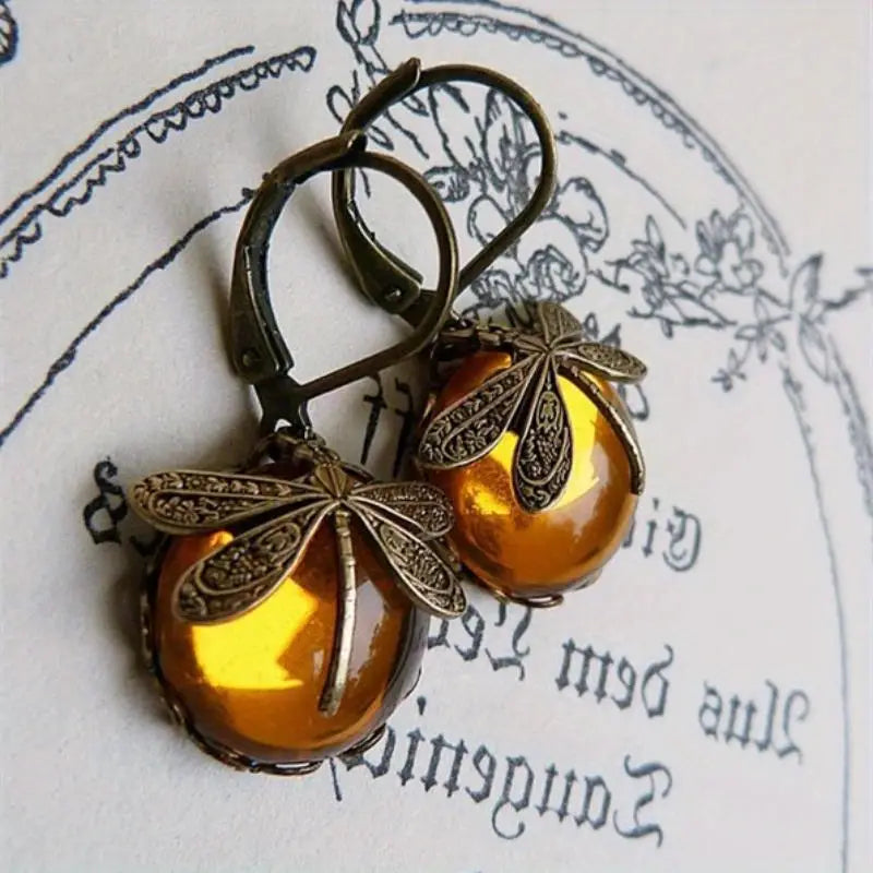 Dragonfly Moonstone Drop Earrings