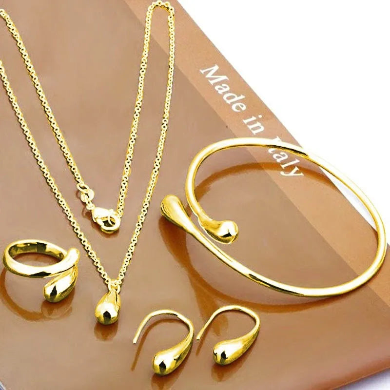 Eva | Women’s 4‑Piece Sterling Silver Teardrop Jewelry Set